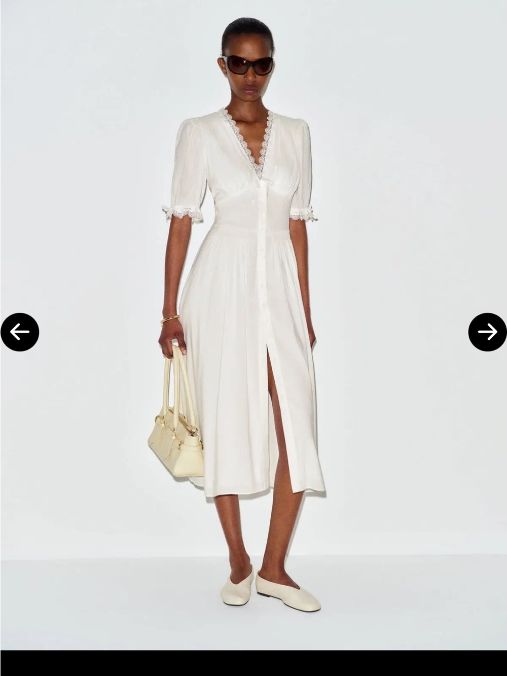 NWT Reformation KETRA LACE TRIM BOW MIDI DRESS Size 6